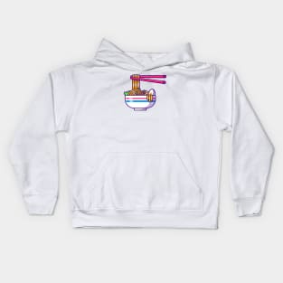 Noodle Egg With Chopstick Cartoon Kids Hoodie